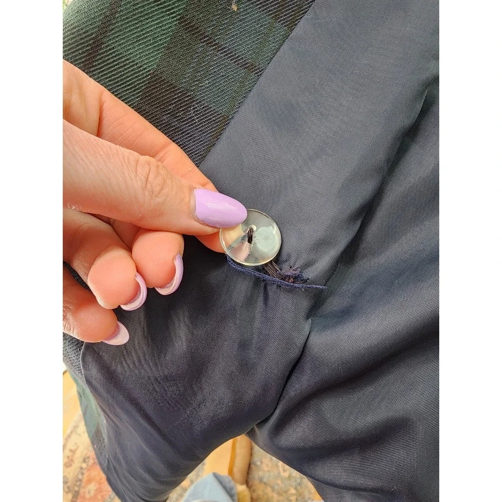 Vintage Tartan Plaid Longling Blazer Womens Size 12 Academia UK Made Preppy 90s - Picture 5 of 8